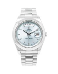 Rolex Day-Date II 218206 Wristwatch, Glacier Blue Dial, President Bracelet, Smooth Bezel
