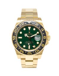 Rolex Men's GMT-Master II 116718 Wristwatch, Oyster Bracelet, Green Dial, Bi-Directional 24 Hour Bezel