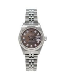 Rolex Lady Datejust 79174 Wristwatch, Jubilee Bracelet, Black Mother of Pearl Diamond Dial, Fluted Bezel