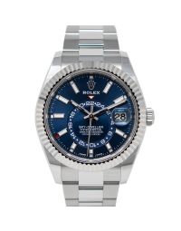 Rolex Men's Sky-Dweller 326934 Wristwatch, Oyster Bracelet, Blue Index Dial, Fluted Bezel