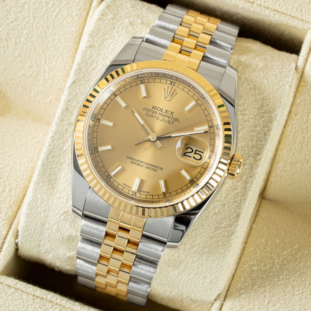〇純正 ROLEX DTAEJUST 116233 YG/SS YZ7363-2 Buy Genuine Used Datejust 36 116233 Watch - Champagne Dial | SKU 9934