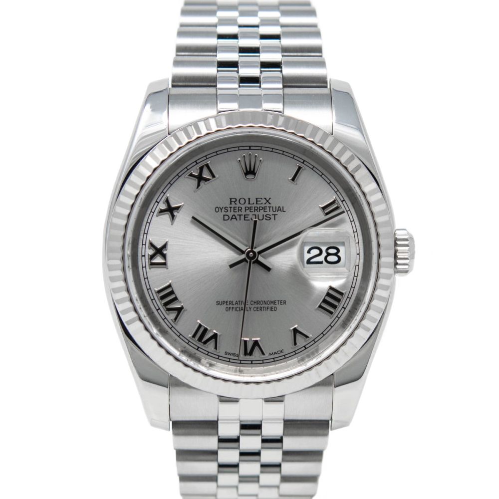 ROLEX 116233 116234 スレートローマ文字盤 Buy Genuine Used Datejust 36 116234 Watch - Rhodium Dial | SKU 4916
