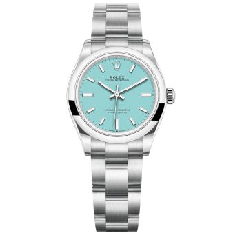 New Rolex Oyster Perpetual 31 277200 Wristwatch, Oyster Bracelet, Turquoise Dial, Smooth Bezel