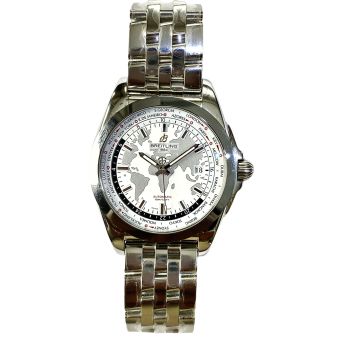 Breitling Galactic Unitime WB3510U0/A777/375A Stainless Steel, White Index Dial