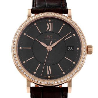 2014 IWC Portofino, IW458108, 37mm, Rose Gold, Grey Dial, Box & Papers