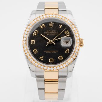 Rolex Datejust 36 116243, Steel & Gold, Black Jubilee Arabic Dial, Jubilee Bracelet