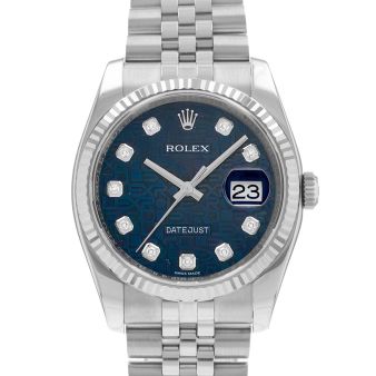 Rolex Datejust Gold Blue Jubilee Diamond Dial 116234 Oyster Watch Chest