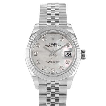 Rolex Lady-Datejust 279174 Wristwatch, Jubilee Bracelet, Mother of Pearl Diamond Dial, Fluted Bezel