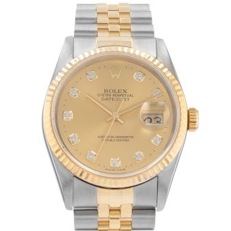 1991 Rolex Datejust 36, 16233, Steel & Gold, Champagne Diamond Dial, Jubilee Bracelet, Watch Only