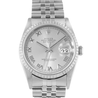 Rolex Datejust 36, 16220, Steel, Silver Roman Dial, Oyster Bracelet, Watch Only (Renewed)