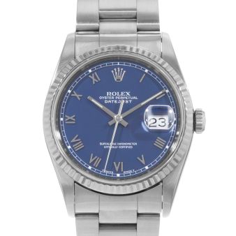 Rolex Datejust 36, 16234, Steel & White Gold, Blue Roman Dial, Oyster Bracelet, Watch Only