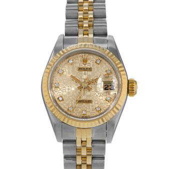 Rolex Lady Datejust 29 69173 Wristwatch, Jubilee Bracelet, Champagne Jubilee Diamond Dial, Fluted Bezel
