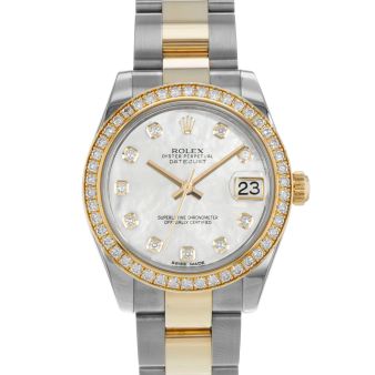 Rolex Datejust 31 178344 Wristwatch, Oyster Bracelet, Mother of Pearl Diamond Dial, Diamond Bezel