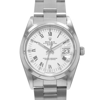 1990 Rolex Date 34, 15200, Steel, White Roman Dial, Oyster Bracelet, Papers Only