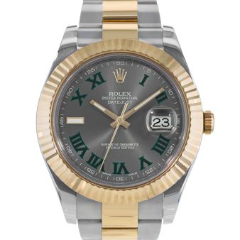 Rolex Datejust II, 116333, 41mm, Steel & Yellow Gold, Slate Roman Dial, Oyster Bracelet, Watch Only (Renewed)