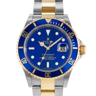 Rolex Submariner Date "Bluesy", 16613LB, Steel & Gold, Blue Dial, Blue Bezel, Oyster Bracelet, Watch Only (Renewed)