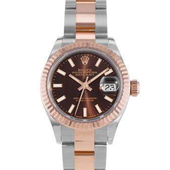 Rolex Lady-Datejust 279171 Wristwatch, Oyster Bracelet, Chocolate Dial, Fluted Bezel