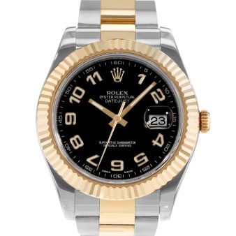 Rolex Datejust II, 116333, 41mm, Steel & Yellow Gold, Black Arabic Dial, Oyster Bracelet, Box & Papers