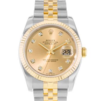 Rolex Datejust 36 116233 Wristwatch, Champagne Diamond, Jubilee Bracelet, Fluted Bezel