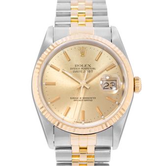 Rolex Datejust 36 16233 Wristwatch, Jubilee Bracelet, Champagne Index Dial, Fluted Bezel