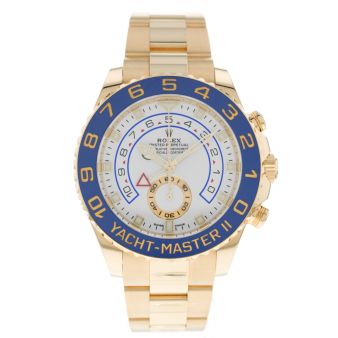 New Rolex Yacht-Master II 116688 Wristwatch, Oyster Bracelet, White Dial, Blue Bezel