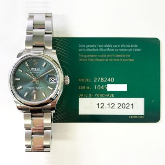 Rolex Datejust 31 278240-0011, Mint Green Dial, Oyster Bracelet