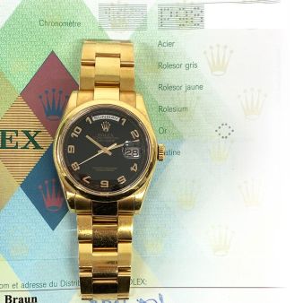 Rolex Day-Date 118205 Wristwatch, Oyster Bracelet, Pink Roman Dial, Smooth Bezel