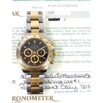 Rolex Cosmograph Daytona Yellow Gold & Steel 16523 Wristwatch - Black Dial