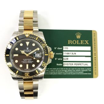 Buy Rolex Men's Submariner Date Steel & Gold 116613LN Black Dial Wristwatch Oyster