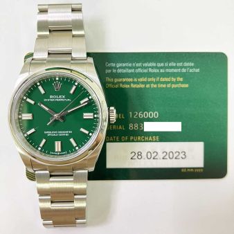 Rolex Oyster Perpetual 36 126000-0005, Green dial, Oyster bracelet