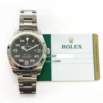 Genuine Rolex Air-King 40 116900, Black Dial, Smooth Domed Bezel, Oyster Bracelet