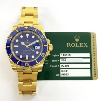 Rolex Submariner Date 116618LB Wristwatch, Oyster Bracelet, Blue Dial, Blue Rotatable Bezel