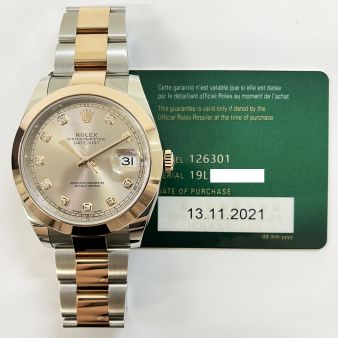 Genuine Rolex Datejust 41 126301 Wristwatch Oyster Bracelet Sundust Diamond Dial Domed Bezel