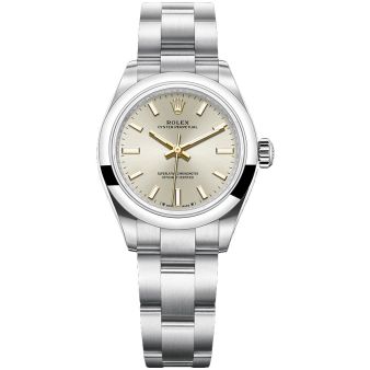 New Rolex Oyster Perpetual 28 276200 Wristwatch, Oyster Bracelet, Silver Dial, Smooth Bezel