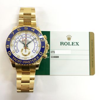 Rolex Yacht-Master II 116688 Wristwatch, Oyster Bracelet, White Dial, Blue Bezel