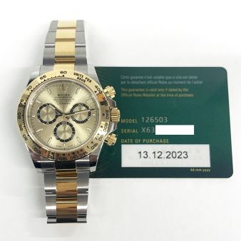 Rolex Cosmograph Daytona 126503 Wristwatch, Oyster Bracelet, Champagne Dial, Tachymeter Bezel