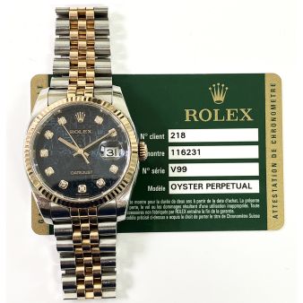 Rolex Datejust 36 116231 Wristwatch, Jubilee Bracelet, Blue Jubilee Diamond Dial, Fluted Bezel
