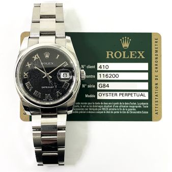 Rolex Datejust 36, Black Jubilee Roman Dial, Steel, Oyster Bracelet 116200
