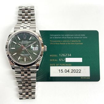 Rolex Datejust 36 126234 Wristwatch - Olive Green Palm Motif Index Dial