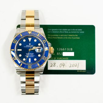 2021 Rolex Submariner Date 'Bluesy' 126613LB, 41mm, Gold & Steel, Blue Dial, Box & Papers