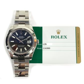 Rolex Datejust II Stainless Steel Black Index 116300, Watch Chest