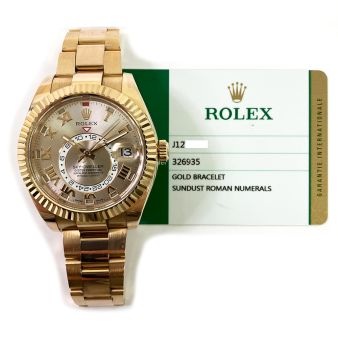 Rolex Sky-Dweller 326935 Wristwatch, Sundust Roman Dial, Oyster Bracelet, Fluted Bezel