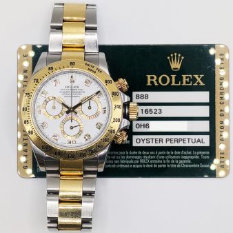 2015 Rolex Cosmograph Daytona, 116523, 40mm, Steel & Gold, White Diamond Dial, Oyster Bracelet, Box & Papers