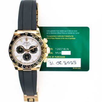 2025 Rolex Cosmograph Daytona, 126518LN, 40mm, Yellow Gold, Meteorite Dial, Oysterflex, Box & Papers