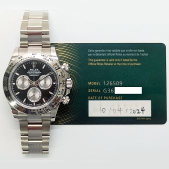 2024 Rolex Cosmograph Daytona 126509, 40mm, White Gold, Black & Steel Dial, Box & Papers