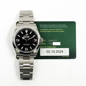 2024 Rolex Explorer, 224270, 40mm, Steel, Black Dial, Oyster Bracelet, Box & Papers