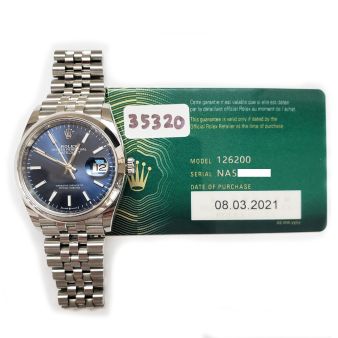 Rolex Datejust 36, Bright Blue Dial, Stainless Steel, 126200