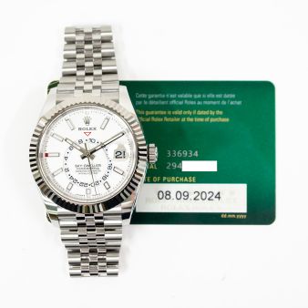 2024 Rolex Sky-Dweller, 336934, 42mm, Steel & White Gold, Intense White Dial, Oyster Bracelet, Box & Papers