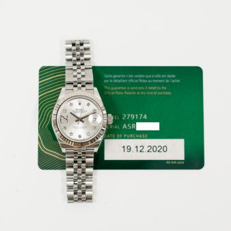 2021 Rolex Lady-Datejust 28, 279174, Steel & White Gold, Silver Diamond, Jubilee Bracelet, Box & Papers