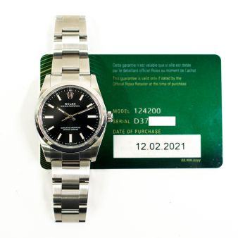 2021 Rolex Oyster Perpetual 34, 124200, Steel, Black Dial, Oyster Bracelet, Box & Papers